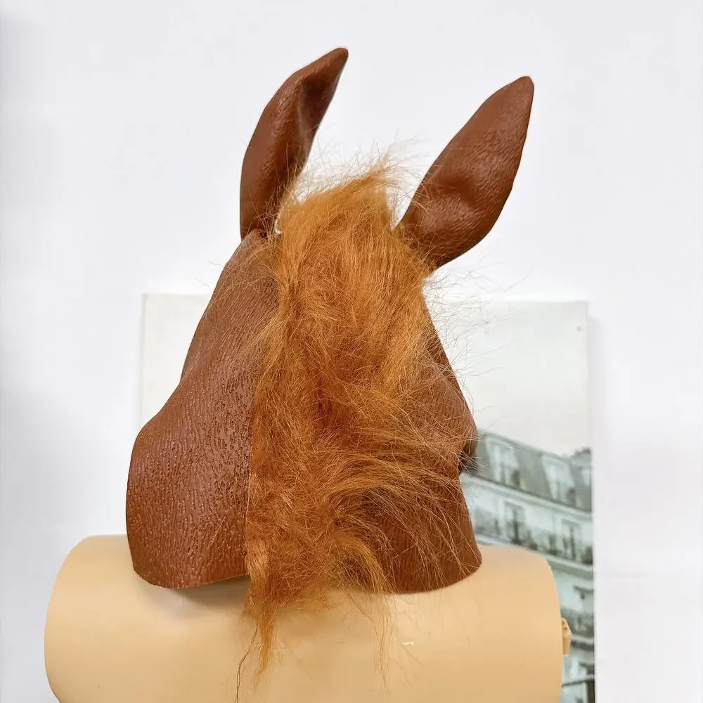 Horse Head Latex Mask, Animal Cosplay Headgear for Party Prank